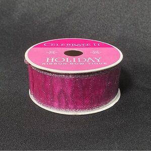Celebrate It Hot Pink Glittery Animal Print Craft Ribbon 1.5” x 360”